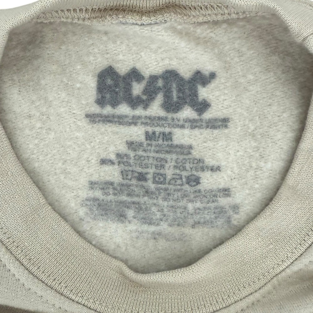 AC/DC Men's Medium Crewneck‎ Sweatshirt – Beige Lightning Bolt Graphic - Picture 3 of 5
